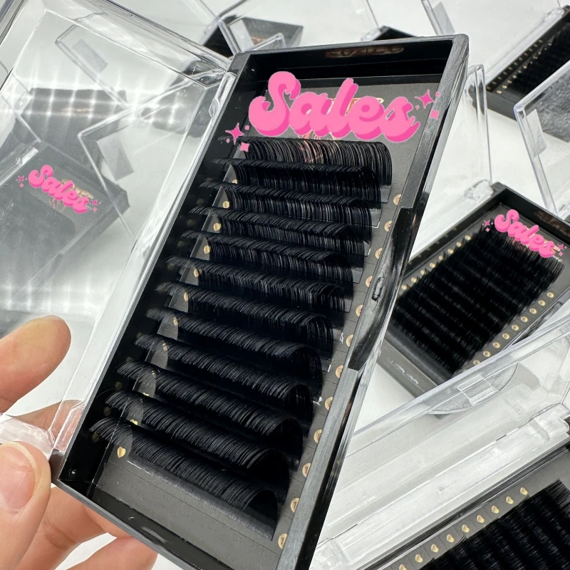 Wholesale Private Label Cashmere Mink Lash Extensions Tray Matte Dark Black Siberian Russian Individual Volume Lash Trays