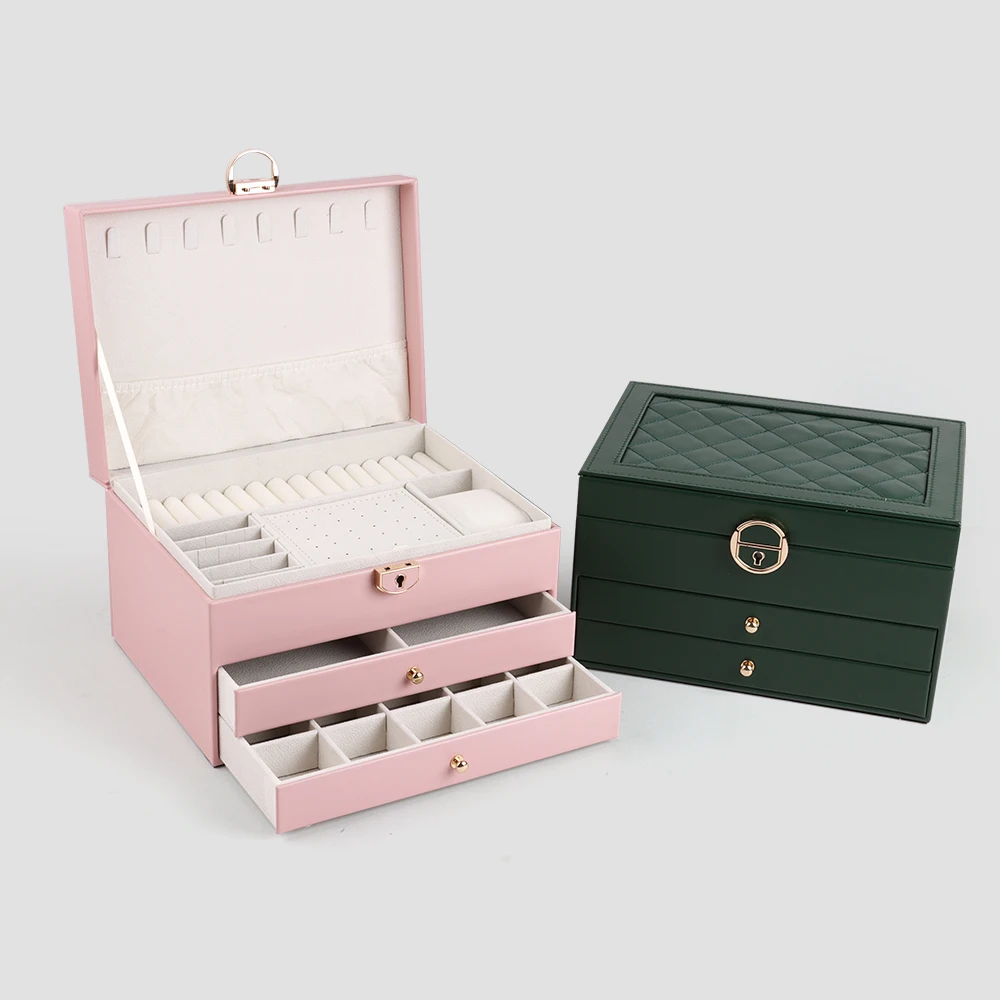 

Olai Wholesale Multi-layer Large Capacity Jewelry Box Drawers Design Watch Jewels Accessories Storage Case