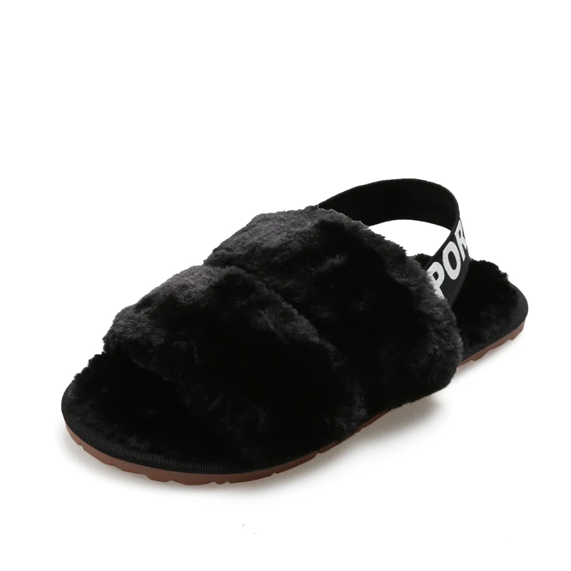 

Nice plush hotel slippers fur faux sandals girl bed slippers warming