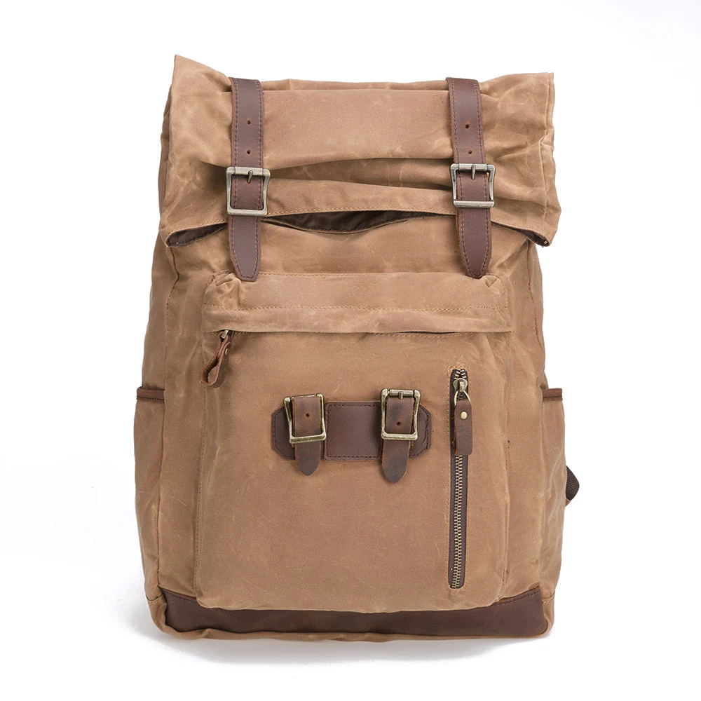 

20SC-8951M Waxed canvas 20SC-8951M Waxed canvas vintage leather outdoor travel backpack