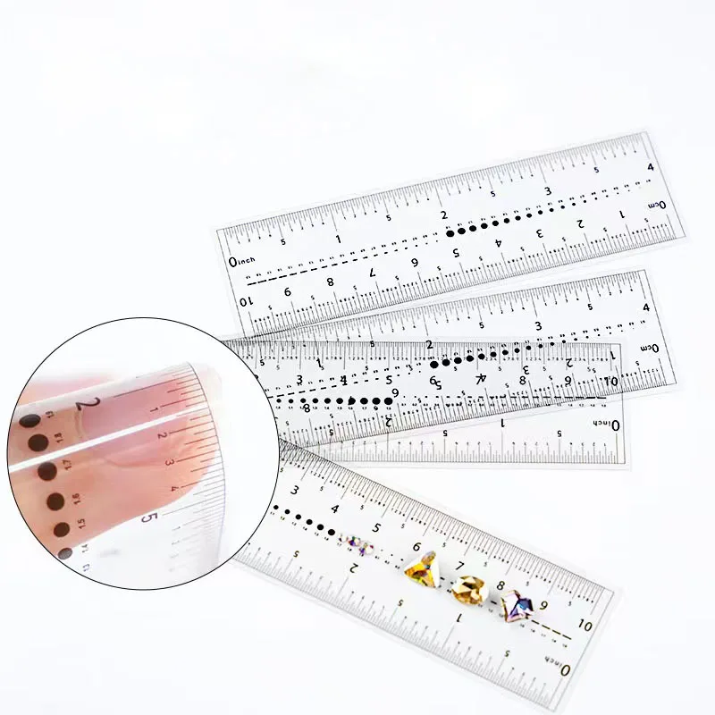 

Professional Portable Transparent PVC Soft Nail Rhinestone Measure Ruler Press On Nails Measure Nail Supplies Tools