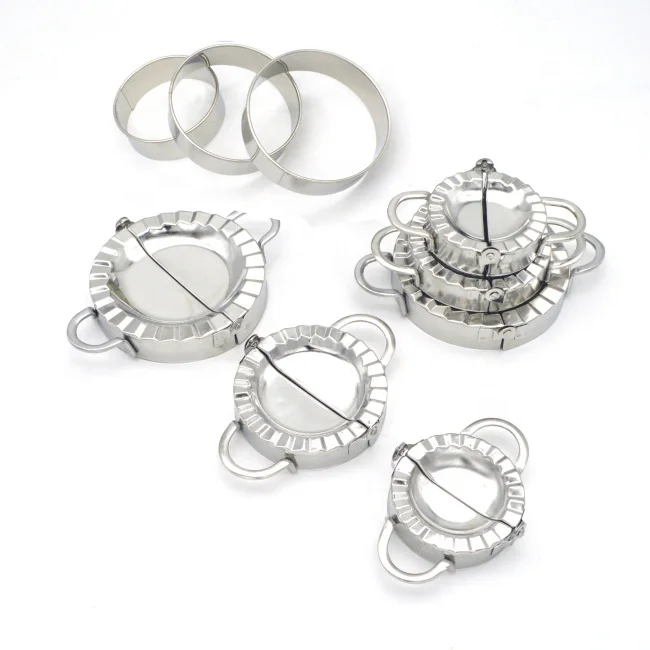 RTS Dia.12/9.5/7.5cm Food Grade Reusable Pierogi Dumpling Maker Empanada Press Mold Pastry Cutter Tool Stainless Steel