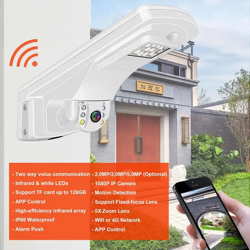 2 IN 1 Street Light 1080P 4g sim card ip camera IR Night Vision Movement Detection Outdoor Security Monitor CCTV
