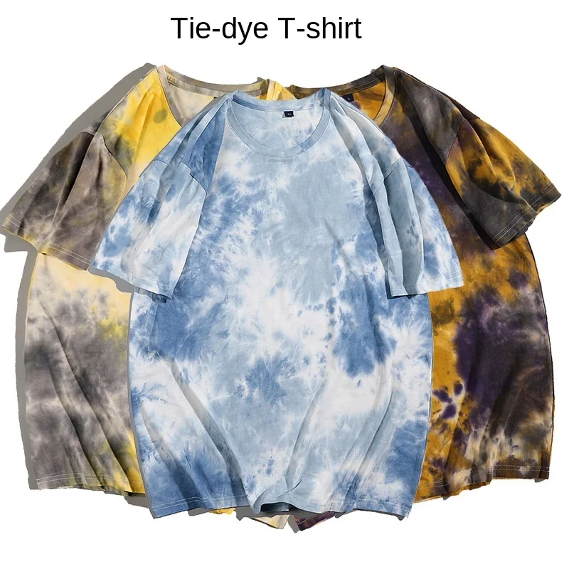 

2021new style quality 100% cotton thick top sweatshirt tie dye Craft high street round neck t shirt