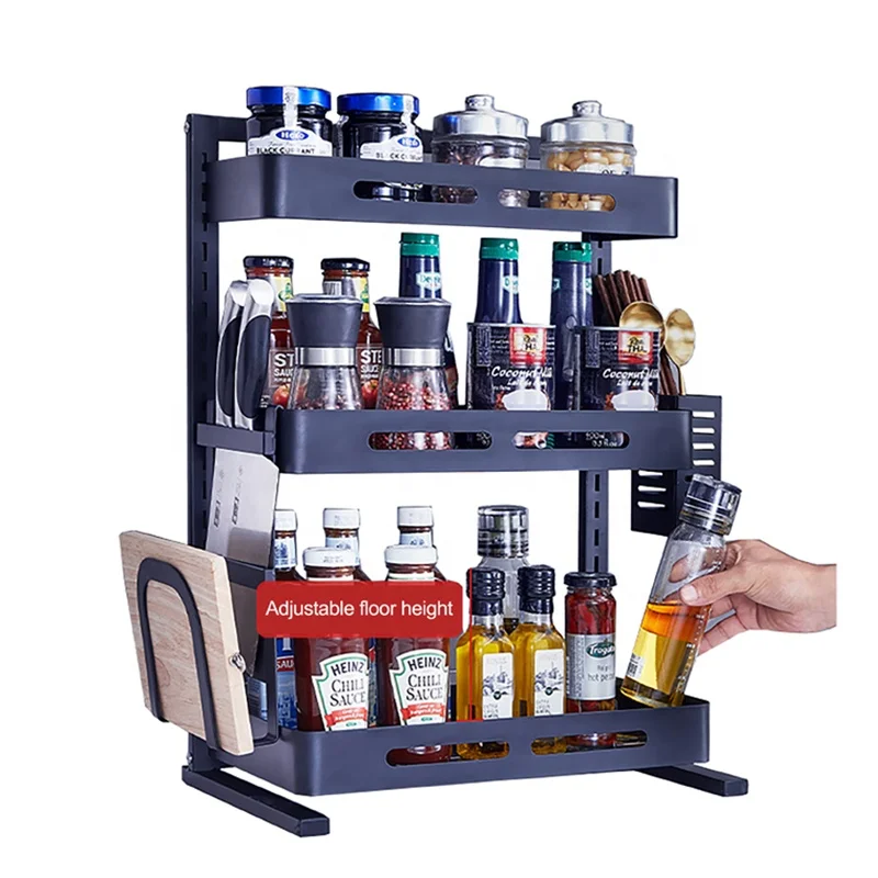 

Household Stainless Steel Wall-Mounted Spice Rack Kitchen Storage Shelf for Pot knife cutting board storage