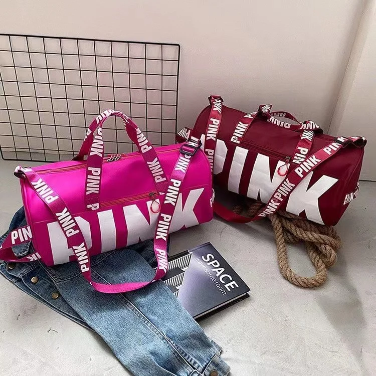 

2022 High Quality Women's Fashion Handbag Pink Large Capacity Travel Bag Letter Printing Portable One Shoulder Bag