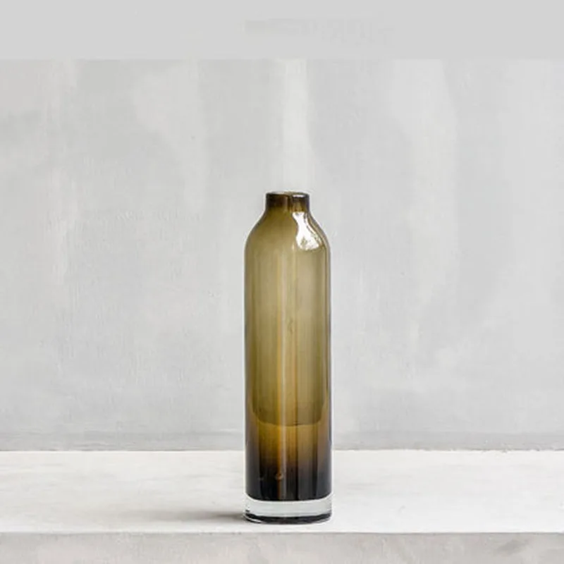 

Straight Transparent Brown Glass Vase Home Decoration Glass Vase Decorative Vases With Flowers Modern Home Decor, As photo