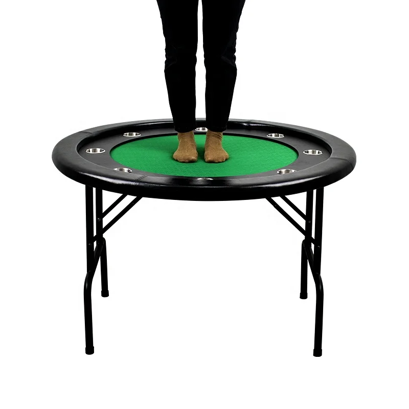 

YH 48inch Premium Reinforced Metal Folding Legs Stainless Steel Cup Holders Round Texas Hold'em Poker Table