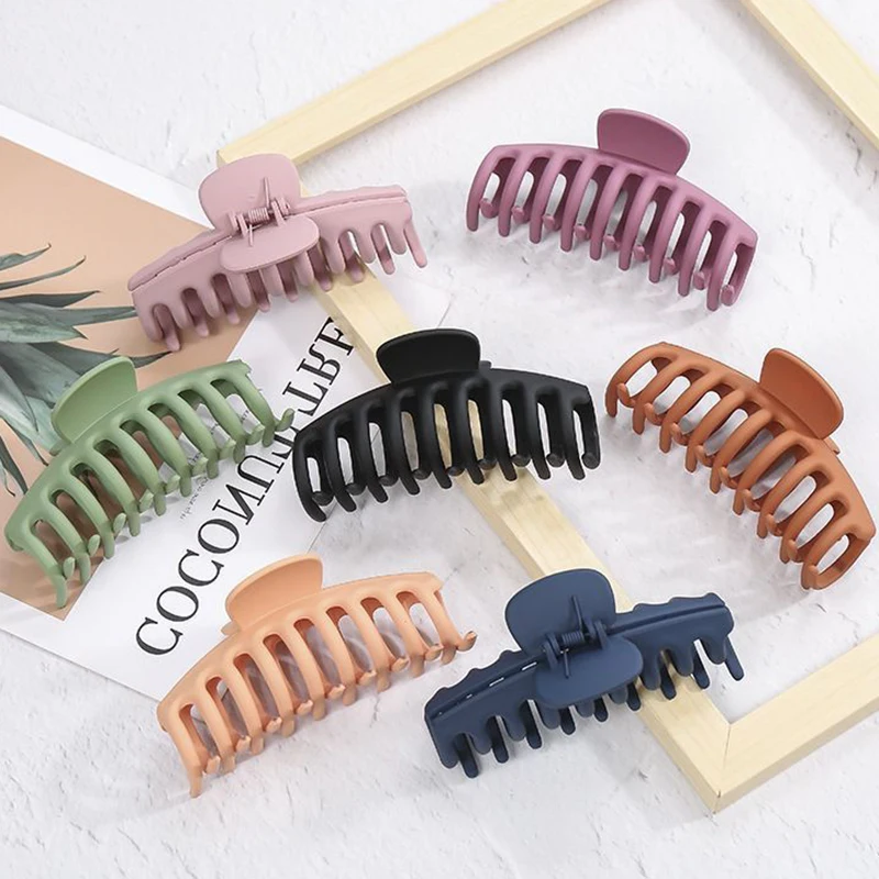 

MIO Large Korean Frosted Banana Hair Clips Plastic Claw Clips Nonslip Hair Claw Clips Women Matte Hairgrips hair clamp