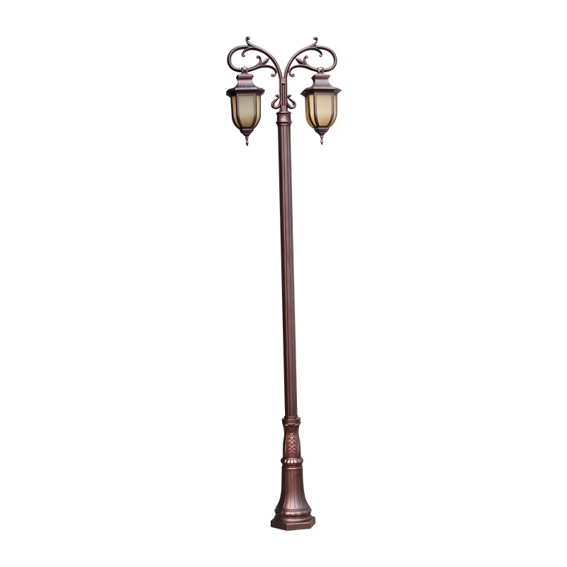 European style decorative vintage courtyard garden outdoor pole mounted luminaire led yard lamp
