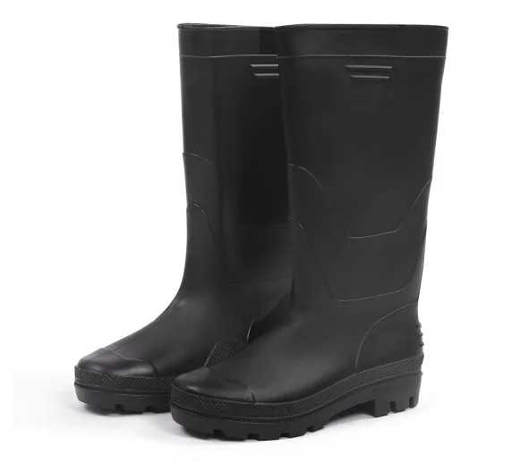 

New Style Cheap Wholesale Long Ankle Fishing Waterproof rain boots Men Rubber Wellies gumboot safety, Black