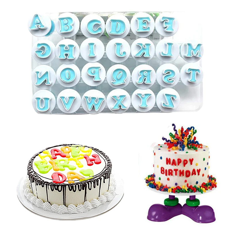 

Upper/Lowercase Alphabet Numbers Cookie Cutter Set Food Grade Plastic Fondant Letter Baking Mold 10/26-Piece, Blue