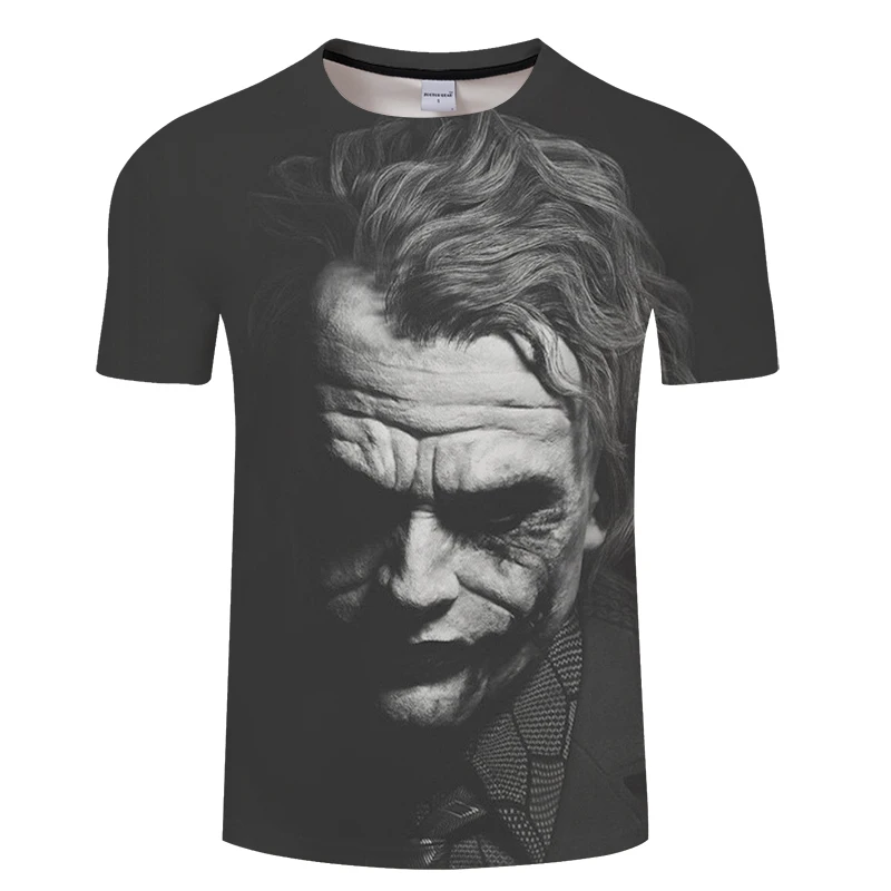 

3D Printed T Shirt Men Joker Face Casual O-neck Male Tshirt Clown Short Sleeve Cosplay Funny T Shirts, Multi