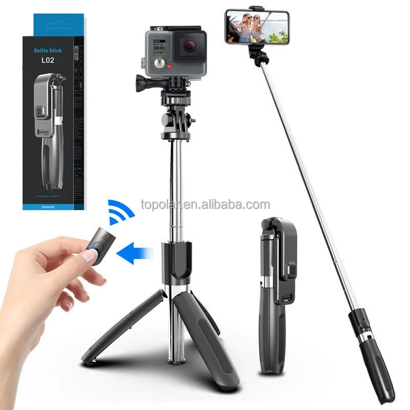 

drop shipping L02 Portable 360 Degree Foldable Tripod Detachable wireless Remote Control Shutter Selfie Stick Gimbal Stabilizer, Black,white