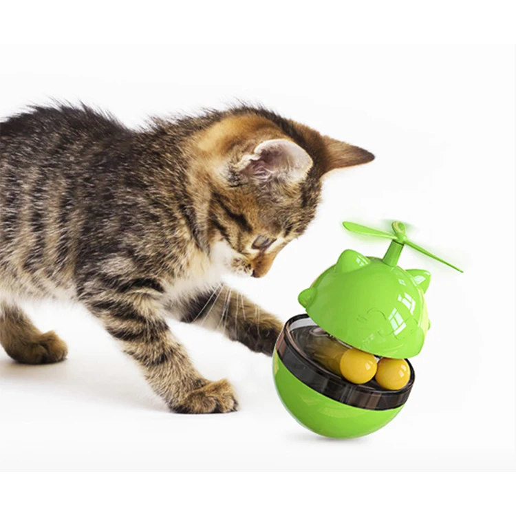 

2020 Windmill Spiral New Design Interactive Cat Toy Leakage Food Grade Pet Funny Tumbler Ball
