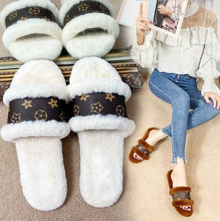 

Outdoor Slipper New Winter Velvet Rabbit women's Further slippers Flats casual Shoes Girls Fashionable Mueller Shoes For Women, White,black,brown