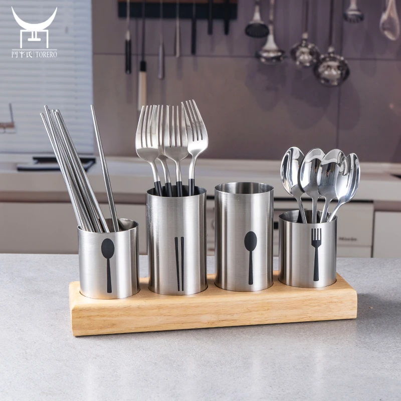 

Kitchen Utensil Storage Caddy Cutlery holder Spoon Holder Drain Stands Knife Fork Spoon Stainless steel Organize Storager