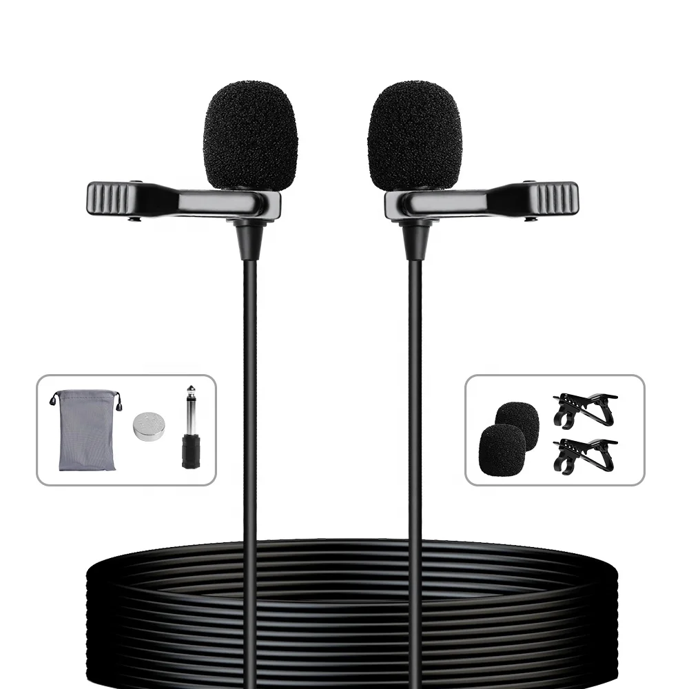 

Microphone Outdoor Style and Wired Mini Lapel Lavalier Condenser Microphone, Black