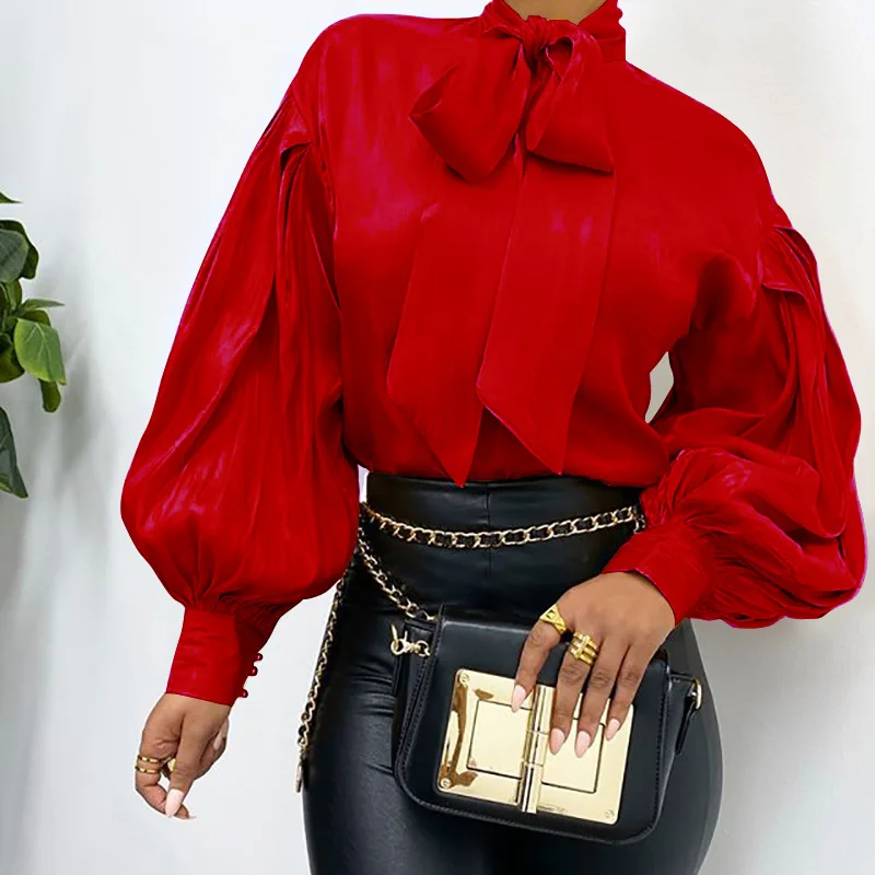 

2020 New Arrival luxurious Women Long Sleeve tops solid color elegant ladies tops