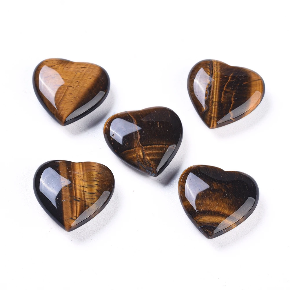 

PandaHall No Hole Heart Natural Tiger Eye Beads