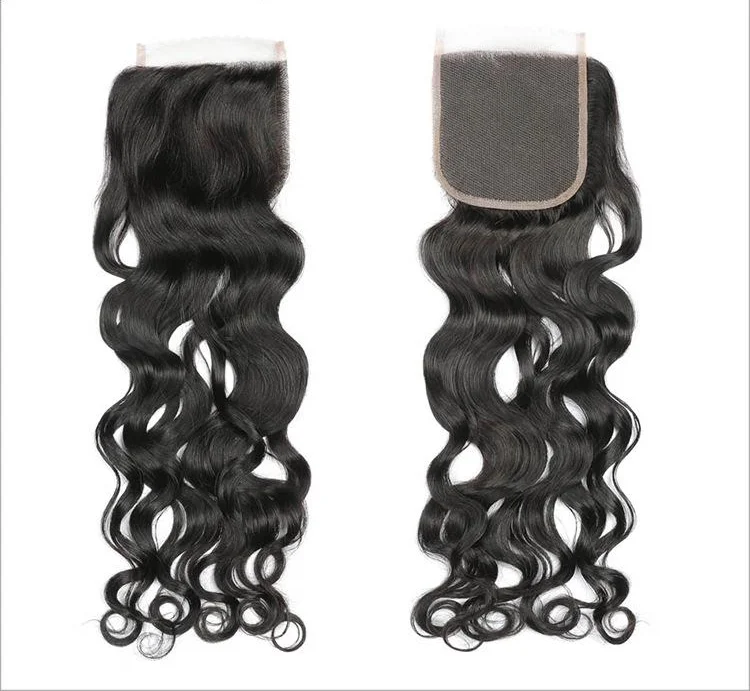 

Hair Brazilian Water Wave Lace Closure, 4x4 Swiss Lace Closure Free Part, 100% Unprocessed Virgin Human Hair Natural Color