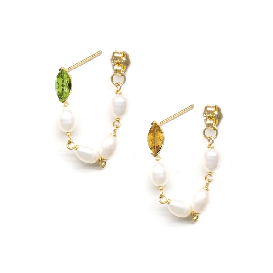 

LOZRUNVE 925 Sterling Silver Long Pearl Marquise Modern Sweet Chain Earring