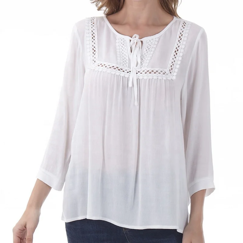 

2021 new arrival solid woman casual shirt elegant blouse lady round neck 3/4 sleeve loose blouse fall