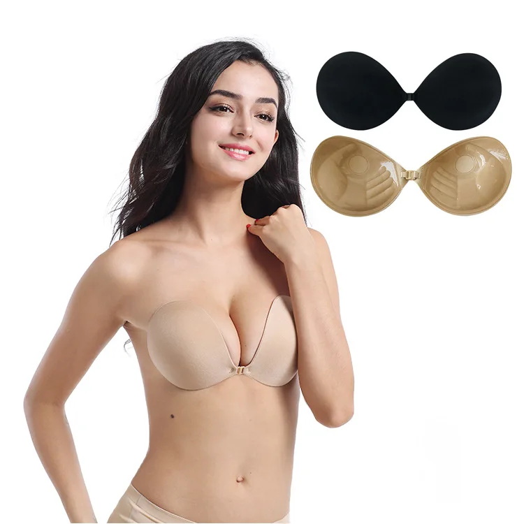 

Bra Invisible Magic Strapless Bra Silicone Push-up Strapless Self-adhesive Sticky Invisible Backless Bra, Black nude