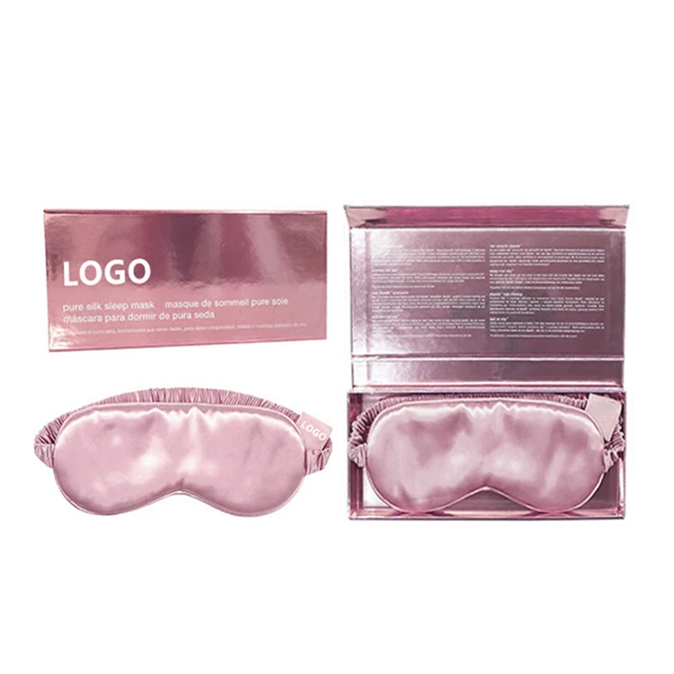 

16mm Custom logo Natural mulberry silk sleeping eyemask with elastic band for travel sleep silk eye mask, Color optional