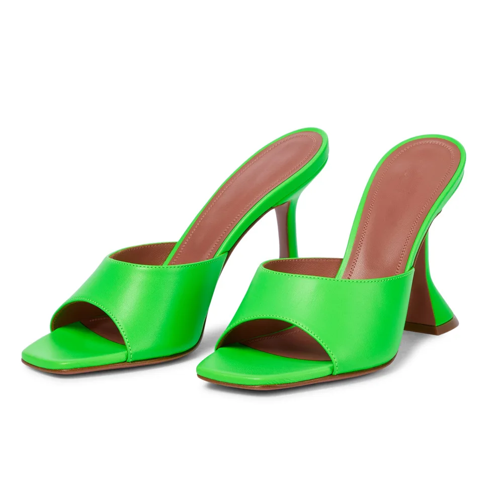 

2022 new arrivals fashion heeled sandals custom logo sandals for women, White,green,brown