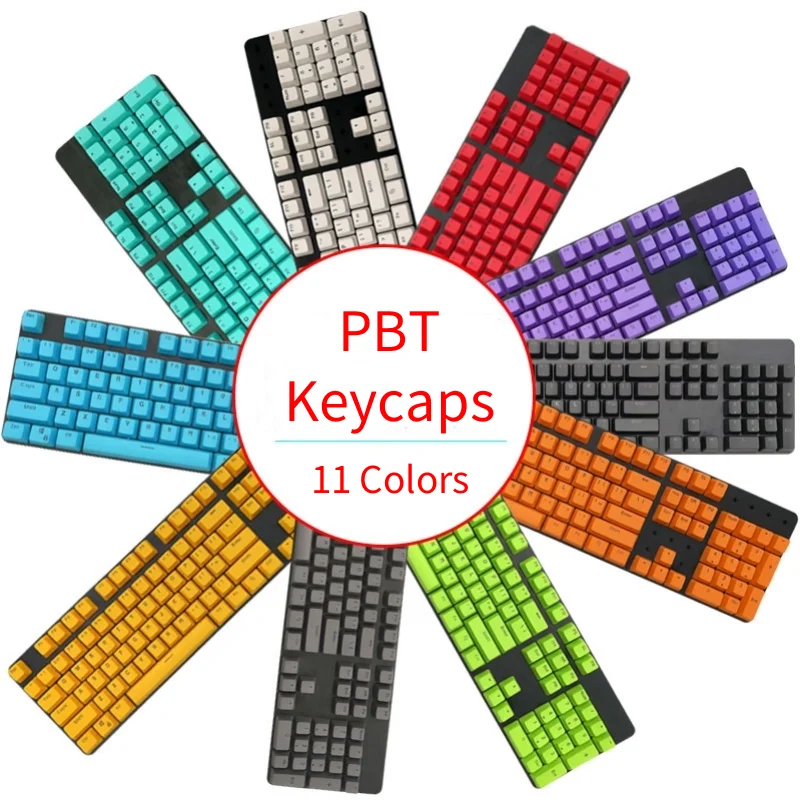 

104pcs PBT Keycaps For Mechanical Gaming Keyboard OEM Height RGB Transparent Letter Double Color Injection, 16 colors