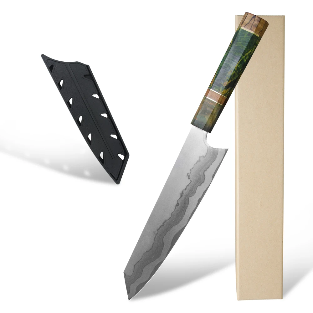 

Hot 8 Inch Stabilized Wood Handle Japanese Gyuto Kiritsuke Hand Made Kitchen Knife Vg10 Chef Damascus Knife With Gift Box