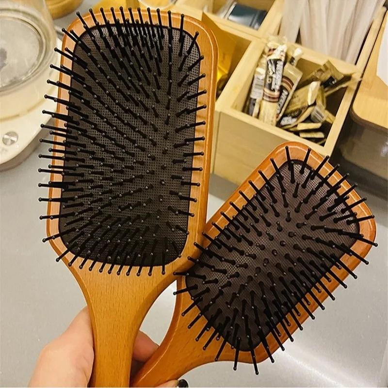 

Hair Brush Natural Wooden Bamboo Brush and Detangle Tail Comb Eco Friendly Paddle Hairbrush