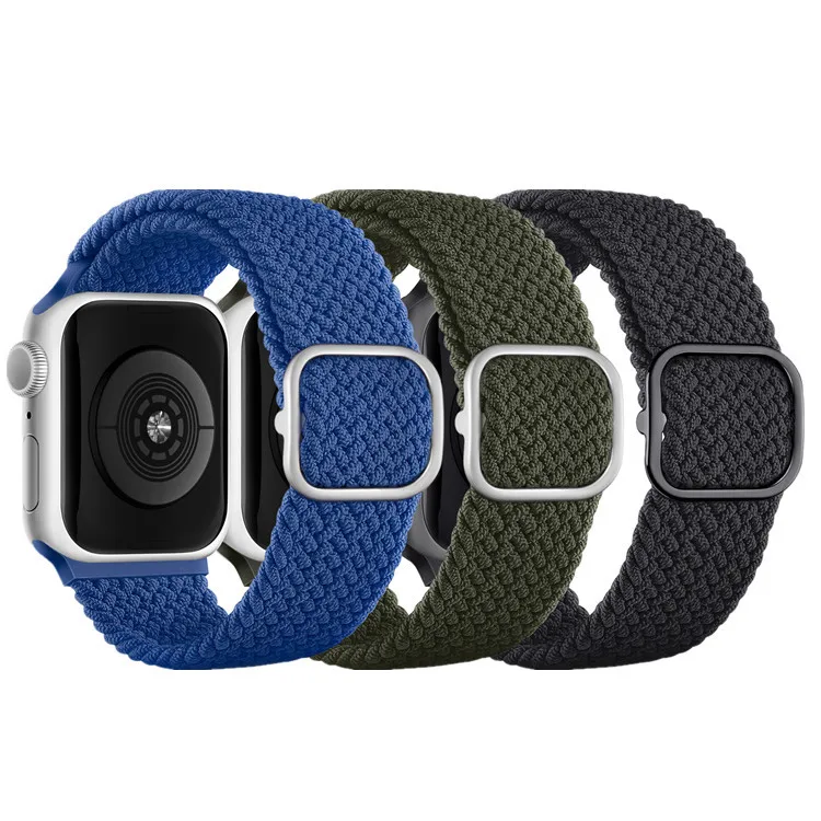 

For 2021 iwatch bands fashion solo loop braided nylon 44mm apple watch series 7 6 5 band strap wristband