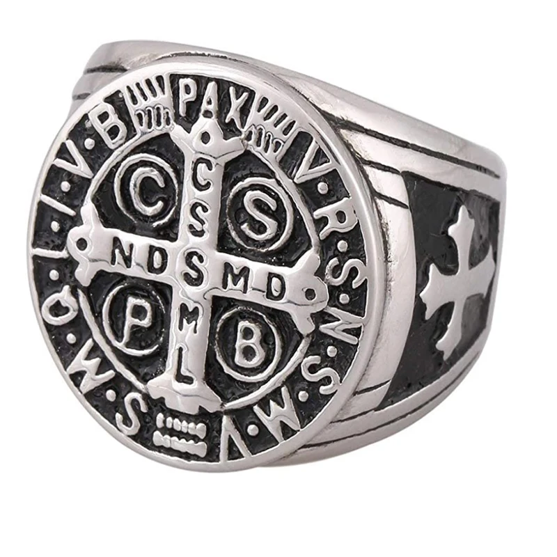 

St Benedict Exorcism Stainless Steel Ring Demon Protection Ghost Hunter Rings for men rings for men titanium steel