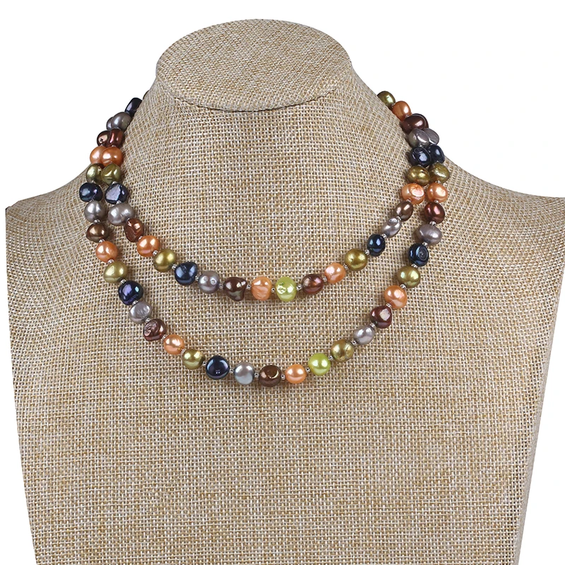 

multicolor baroque Long freshwater pearl necklace new design for sale