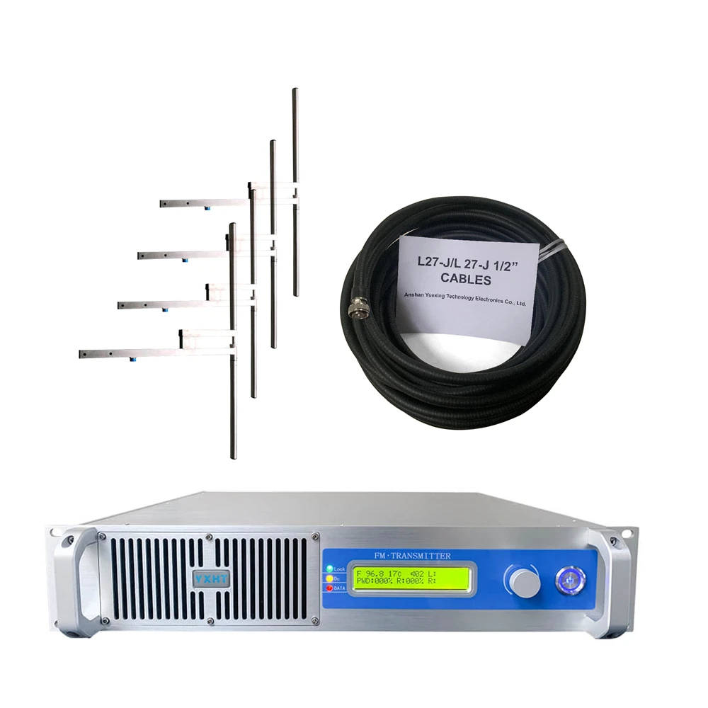 

Warranty: 6 years- YXHT 2KW emetteur radio FM Transmitter + 4-Bay Antenna + 30 Meters Cables with Connectors