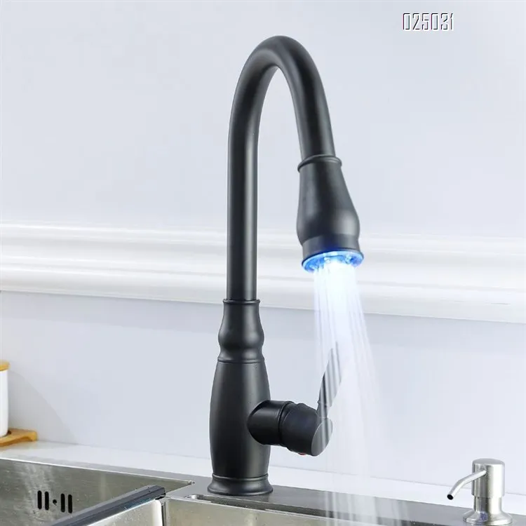 Kitchen Faucet with Pull Down Sprayer Single Handle Tap With Led Light
