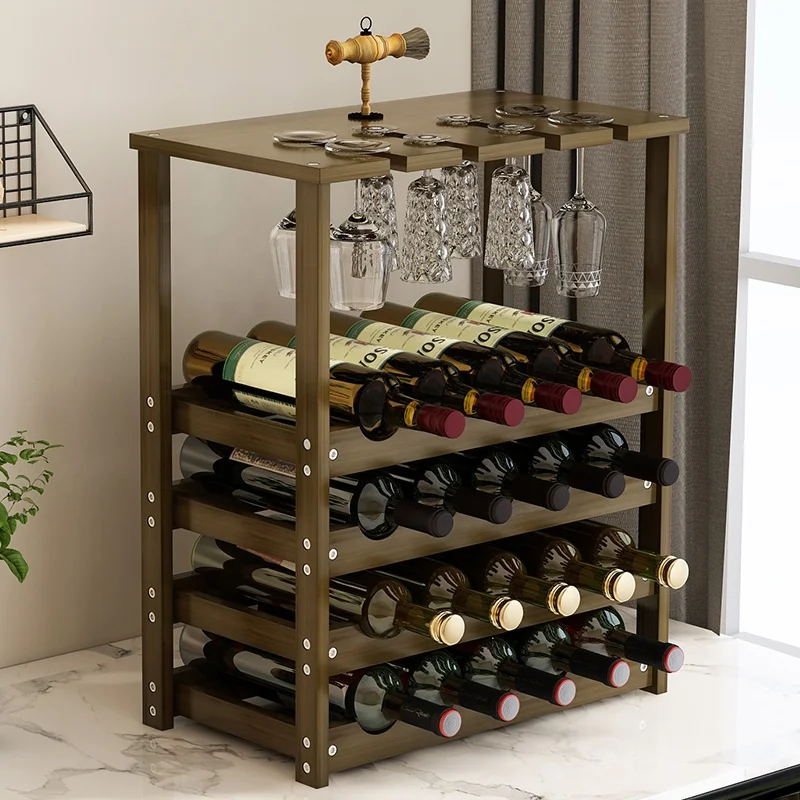 

Haichuan Wine liquid Bottle Holder Glass Cup Rack - Wine Organizer Bamboo Stand Countertop Tabletop Display, Customized color