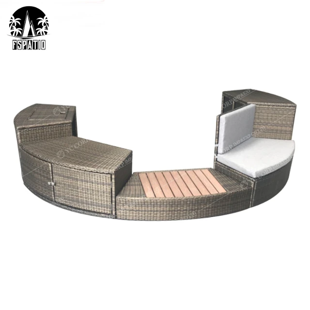 

FSPATIO Modern luxury all weather wicker outdoor SPA furniture round big rattan furniture, Brown