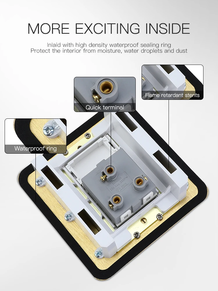 Wholesale uk standard brass electrical power supply 13A hidden socket box