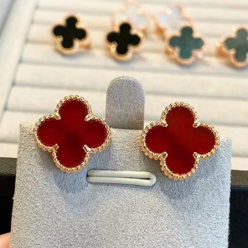 Classic simple 925 silver earrings female four-leaf clover classic stud earrings