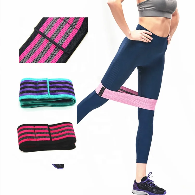 

3 Set Hip Fabric Resistance Customized Training Elastic Hip Band Fitness Logo Printed Yoga Gym Exercise Fitness Band For Legs, Purple/red/black/yellow/customized