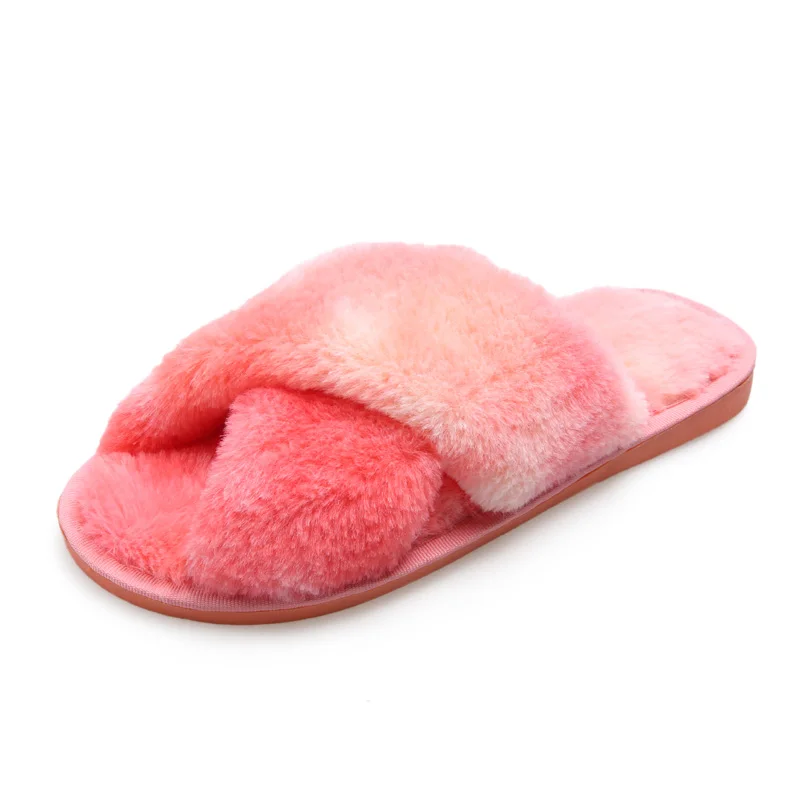

Loose Wear-resisting Women's Colorful Fur Slippers, 4 colors