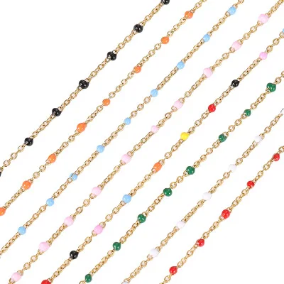 

New Arrival Stainless Steel Chains With Enamel Beads DIY Jewelry Making Accessaries Necklace Chains For Jewelry Findings