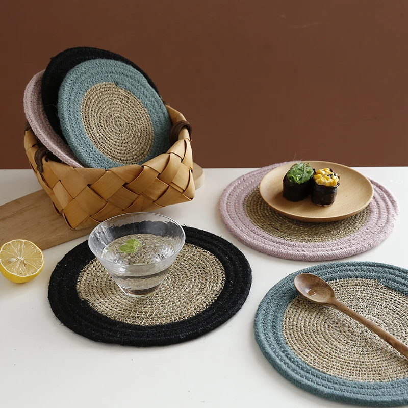 

Top Saling Hand Woven Jute Round Play Pad Insulation Dinning Table Mats Protector Coffee Placemats