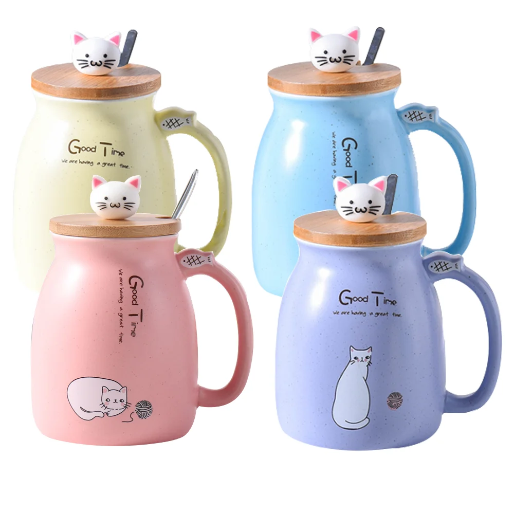 

RTS Christmas Travel Customizable Cute Ceramic Cat Mugs 420ml Kids Camp Coffee Mug Cup