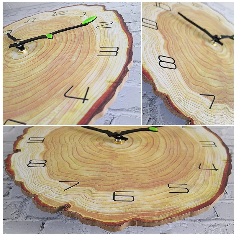 Distressed Wood 12 and 16 Inch Accent Wall Clock Rattan Hall Wall Clocks