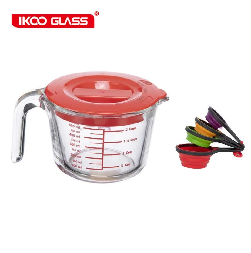 

Heat resistant custom multifunctional kitchen borosilicate glass measuring cup set jug, Transparent