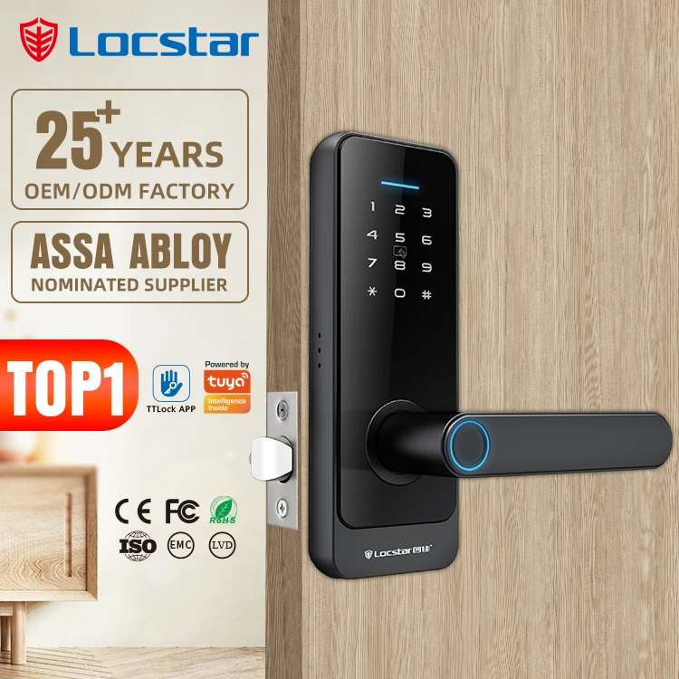 

Locstar Security Fingerprint Doorlock Cerradura Inteligente Digital Biometric Ttlock App Wifi Smart Door Lock
